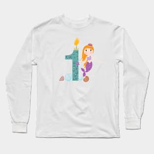 Cute little mermaid first birthday Long Sleeve T-Shirt